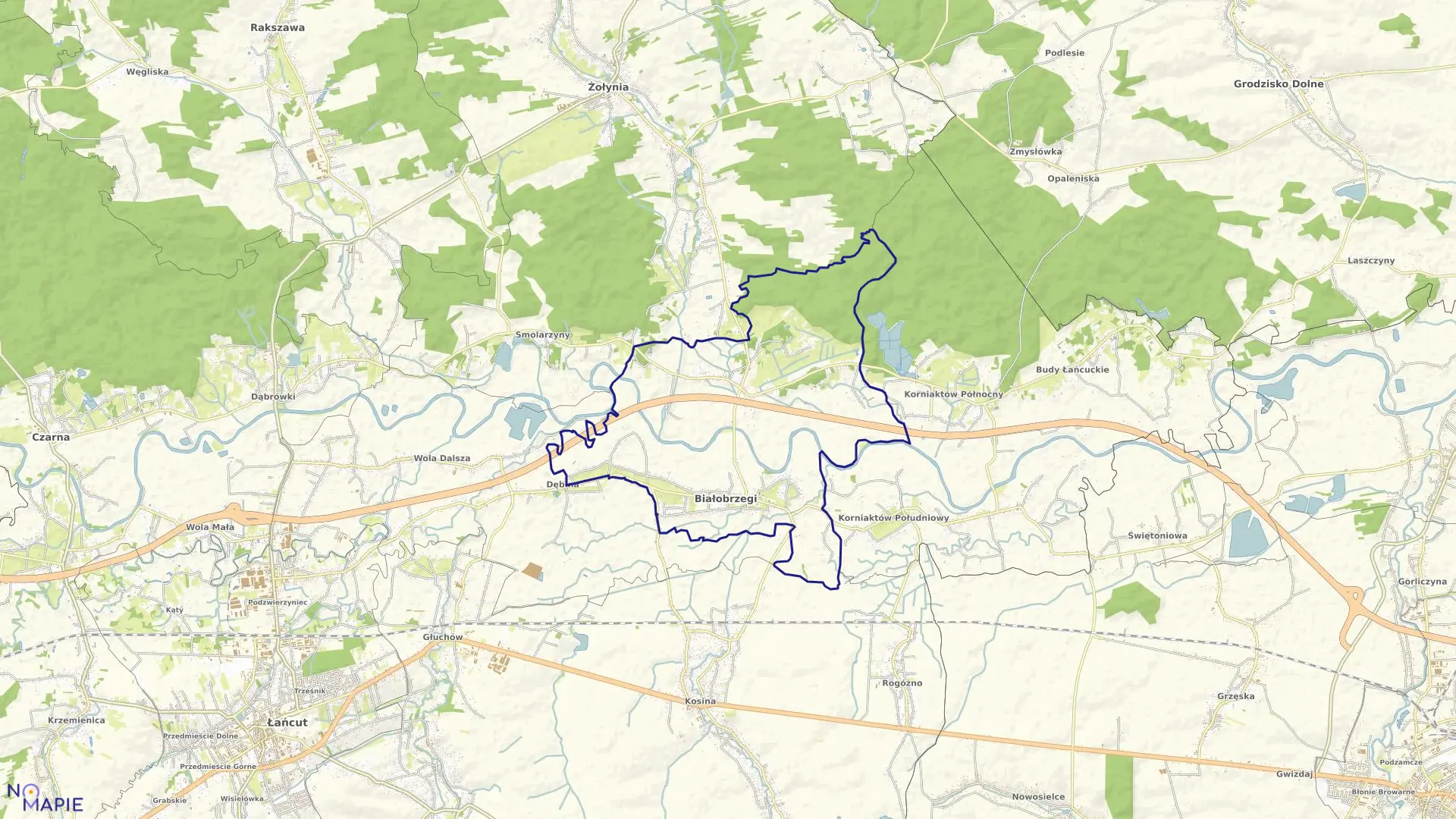 Mapa obrębu Białobrzegi w gminie Białobrzegi